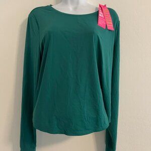 LILLY PULITZER Women's SZ XL LUXLETIC EMERIE ACTIVE TEE LS Shirt Green UPF 50+